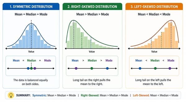 Three distribution diagrams