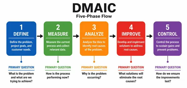 DMAIC five-phase framework diagram
