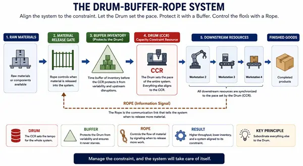 Drum-Buffer-Rope scheduling diagram